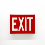 water cooler with an exit sign