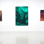 gallery view of three paintings hanging on a wall