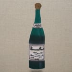 painting of a floating wine bottle