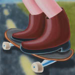 painting of a person standing on a skateboard by Dustin Brown