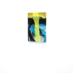 abstract fabric artwork including a text that says "beautiful" upside down