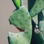 painting of a cactus on raw linen