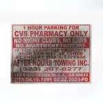 CVS no parking sign hand painted by Mario Ayala