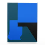 hard edge abstract painting in blue