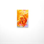 abstract orange painting of a woman