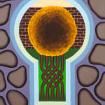 painting of a key with surrealist background