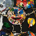 abstract painting of smiley faces