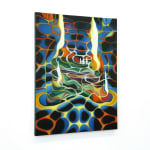 abstract painting of flames in a pond