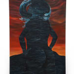 painting of a woman made out of cracking rocks