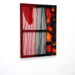 Abstract fabric work, red and black