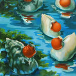 painting of ducks in a pond