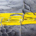 photorealistic painting of a street with yellow paint