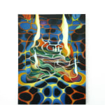 abstract painting of flames in a pond