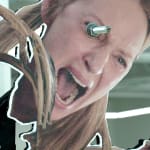 abstract sculpture including multiple portraits of Uma Therman