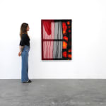 Abstract fabric work, red and black