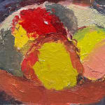 Michael Weller, Apricots in a Red Bowl, 18th July 2024