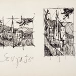 Francis Newton Souza, Untitled (Two Landscapes with Churches), 1958