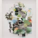 framed image of Gregory Euclide mixed media landscape with torn paper and acrylic