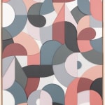 abstracted typography design in shades of blue and red