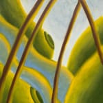pastel drawing of a lush green landscape against a pale blue sky by Bianca Nemelc