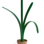Jeff Canham wooden plant sculpture in a terra cotta pot