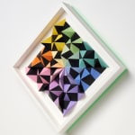 wooden wall sculpture with rainbow colors