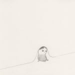 drawing of a figure sitting under a line