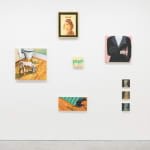 Installation view of a gallery wall with various artworks installed in a salon-style at Hashimoto Contemporary San Francisco