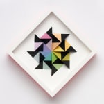 wooden geometric wall sculpture by Sean newport - rainbow