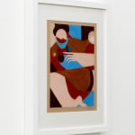 Abstract painting of a woman holding a snail on her finger