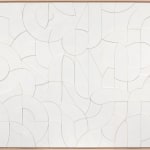 abstracted typography design made from wood painted white