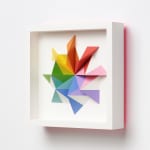 wooden geometric wall sculpture by Sean newport - rainbow