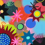 colorful painting with abstract flowers
