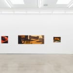 Installation view of Adrian Kay Wong's painting Morning in between Slice II and Smoke in the gallery.