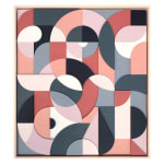 Scott Albrecht wood relief painting in pink and blue tones