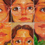 Emilio Villalba painting of woman in orange