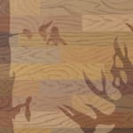 detail of Natalia Juncadella painting of wood floor with cast shadows from plant