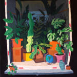 Painting of a large white truck filled with various house plants by Nicholas Bono Kennedy