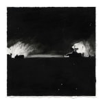 Joel Daniel Phillips Broken Plains drawing series of dark black charcoal with fire in distance