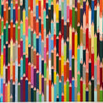 drawing by artist James Eddy depicting a wide variety of colored pencils