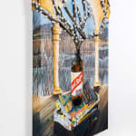Nic Dyer's painting of flowers in a Red Stripe bottle