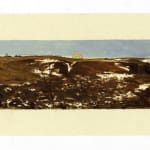 painting of a hill with a pale yellow border