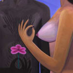 Corey K. Lamb - decapitated male torso holding flower next to nude female figure