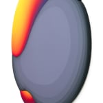 Jan Kaláb side view of circular object with black gradient and dripping yellow to purple gradient