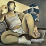 male figure sitting by the window as a lighthouse beam enters the room