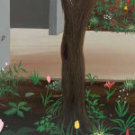 detail shot of flowers at the base of a tree