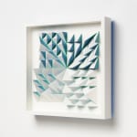 wooden geometric wall sculpture by Sean newport - blue