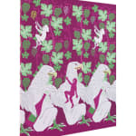 Oona Brangam-Snell hand-woven embroidery of eagles, grapes, and figures climbing