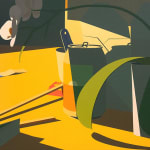 Painting of a table with chopsticks and togo containers and a dying plant