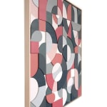 Scott Albrecht wood relief painting abstract forms in blue and pink tones